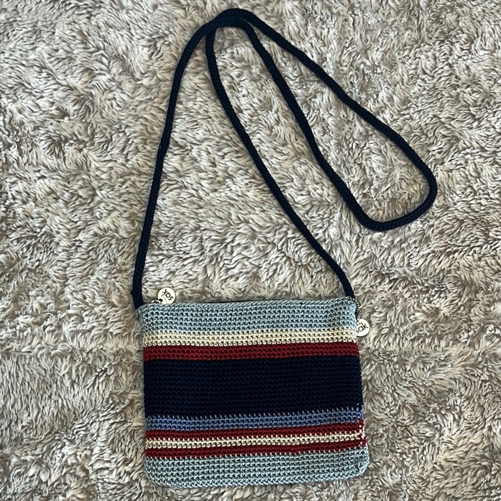 The Sak Blue and Red Crossbody Bag with Striped Design - Picture 1 of 7